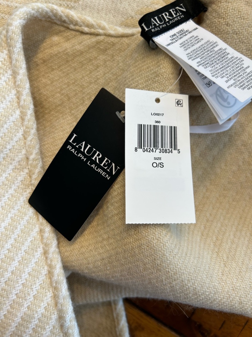 *NWT* Lauren Ralph Lauren Women’s Woven Twill-Border Ruana Cape, One Size - Picture 11 of 11